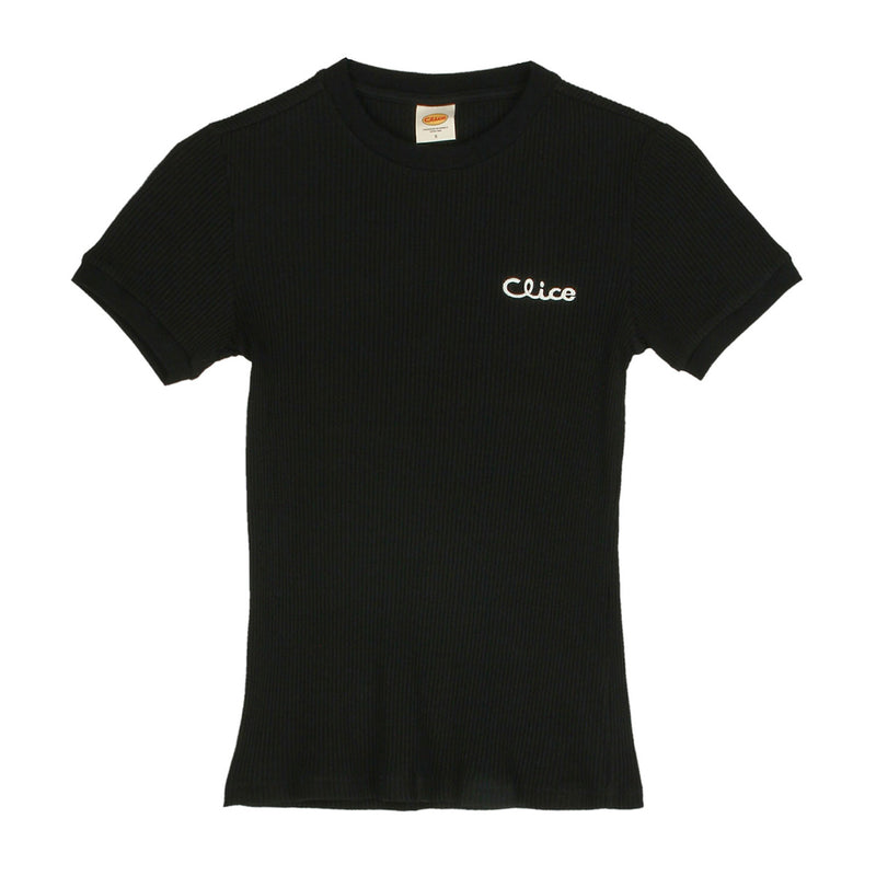 Camiseta canalé Mujer (Negro)