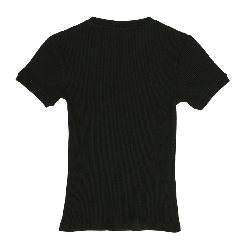 Camiseta canalé Mujer (Negro)